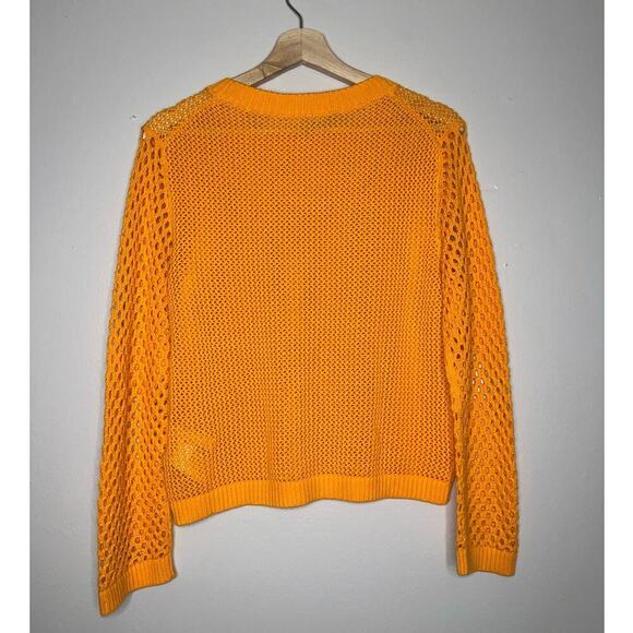 J.Crew Crochet Crewneck Beach Pullover Sweater Bright Orange Size Small - Picture 8 of 9